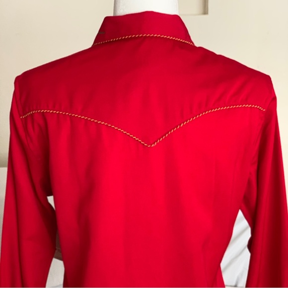 Panhandle Slim Red Floral Embroidered Western Pearl Snap Button Shirt, Women Med - Picture 4 of 10